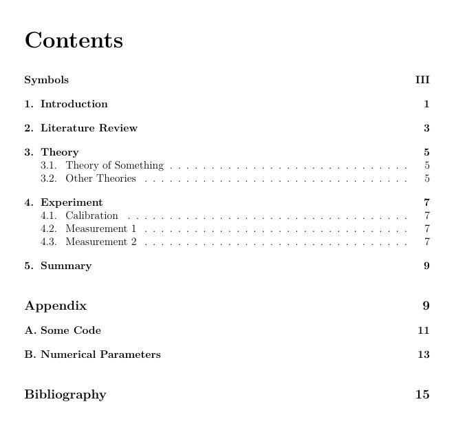How to format bibliography in table of contents as part instead of