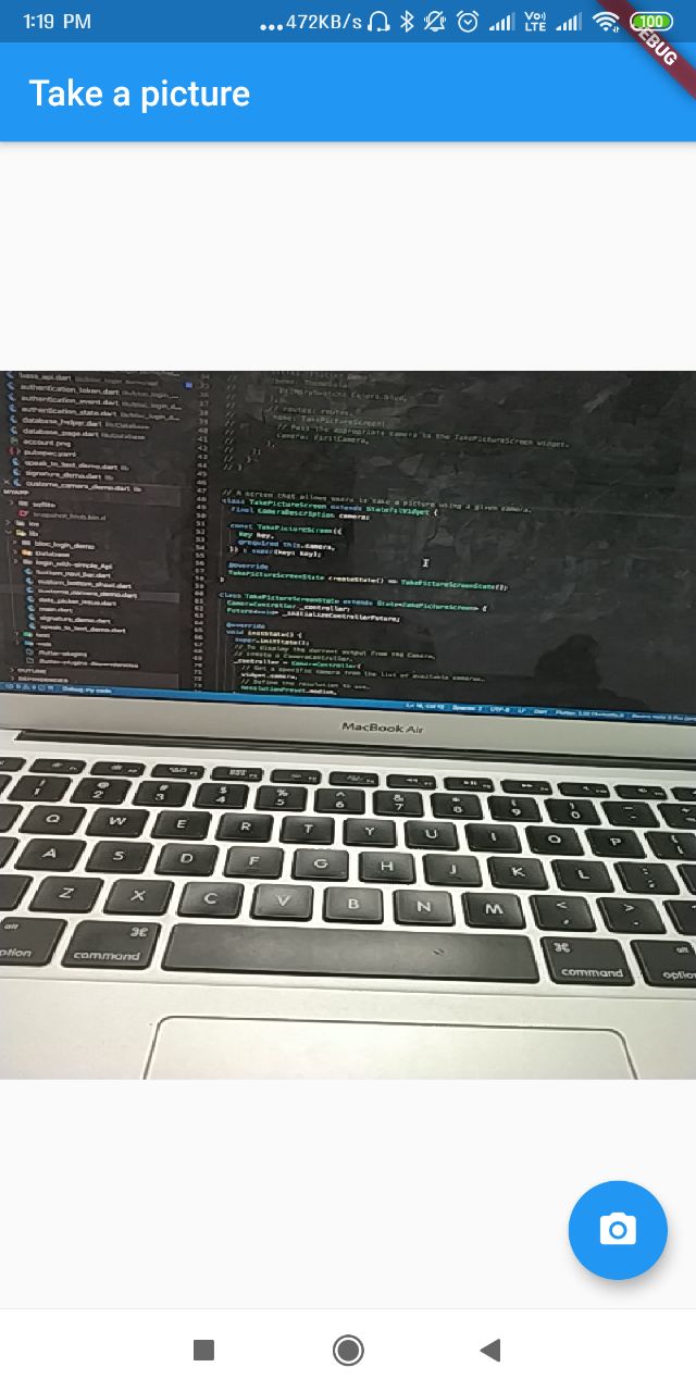 dart Flutter How to click square image from camera and display