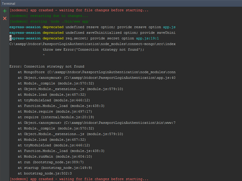 node.js Can't store session in MongoDB with passport Stack Overflow