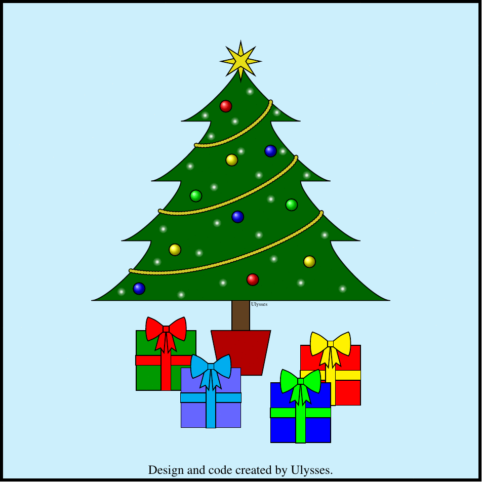 How can we draw a Christmas tree with decorations, using TikZ? TeX