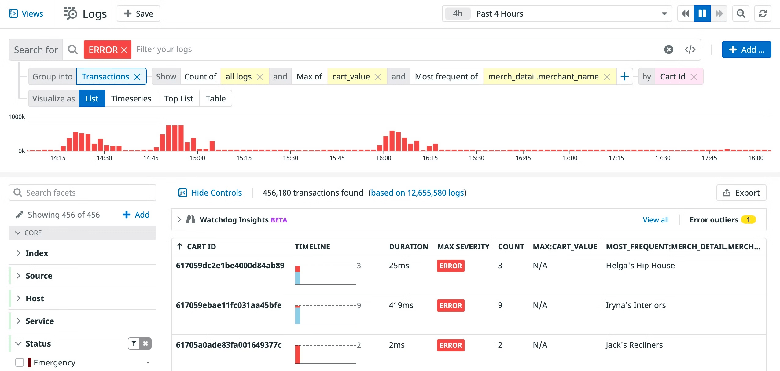 logging How to calculate duration between logs in Datadog? Stack