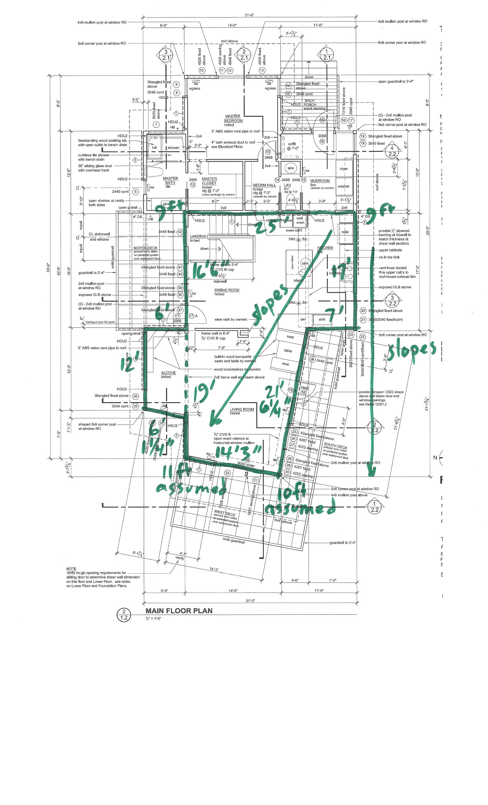 calculating the volume of a room with a lopsided ceiling Mathematics