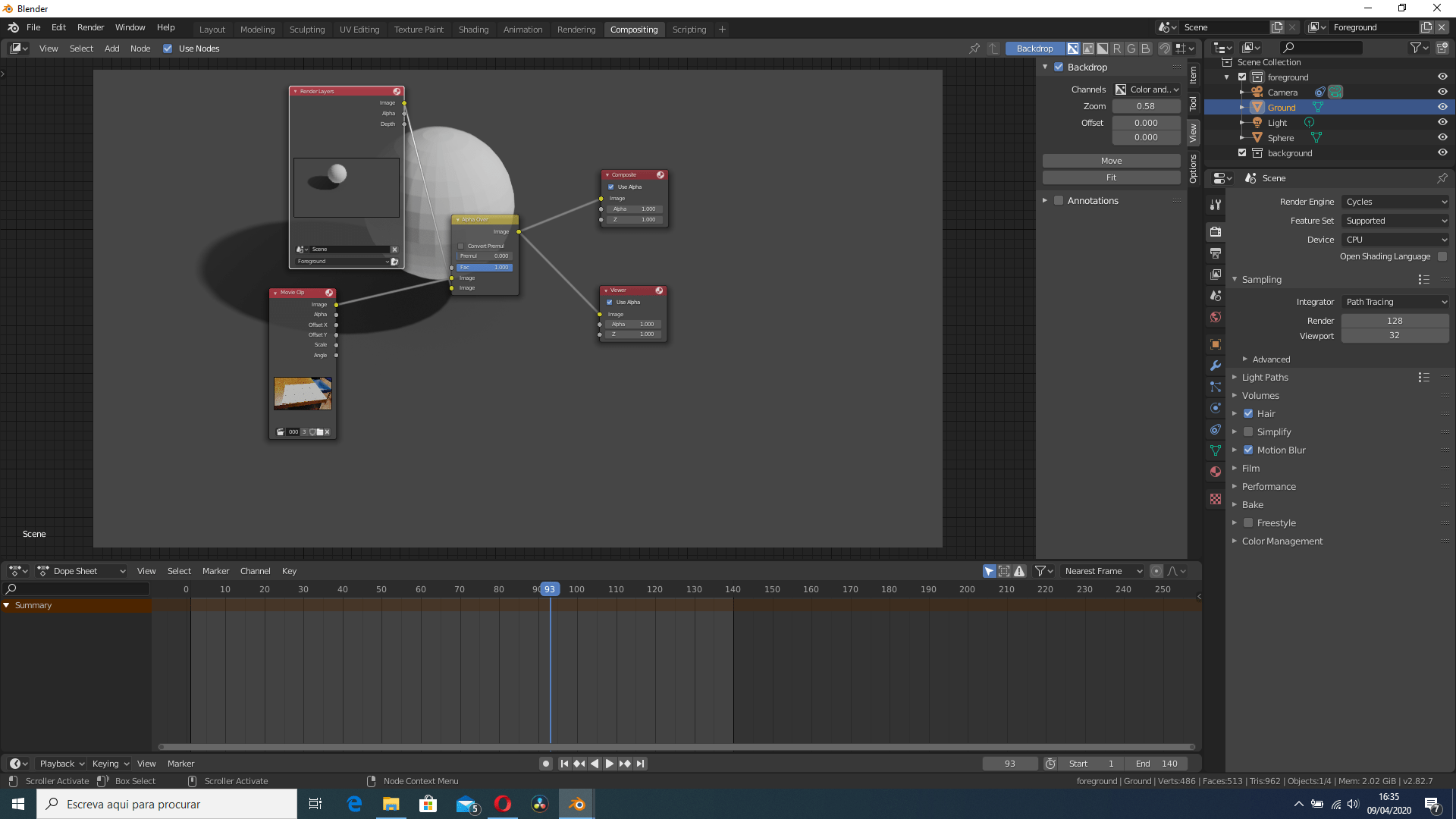 compositing nodes Motion tracking Object Shows up in render but video