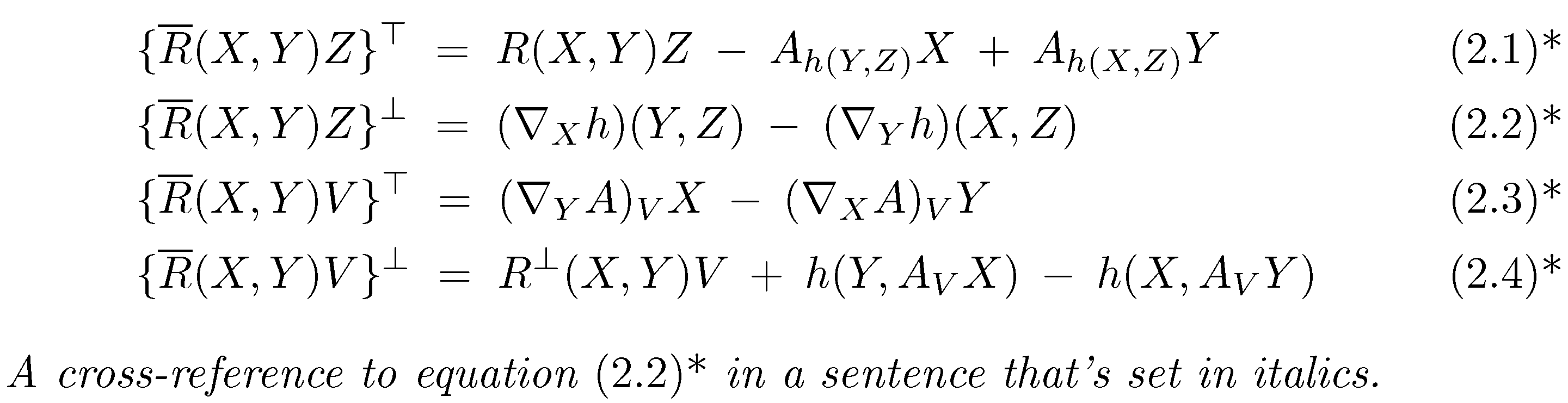 numbering Is there a code to number equation that is output as (2.1
