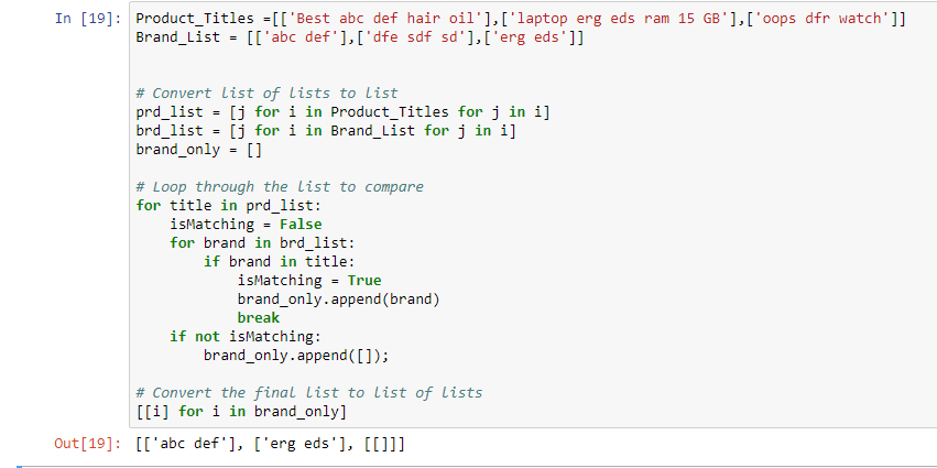 Comparing two List of Lists of different sizes in Python Stack Overflow