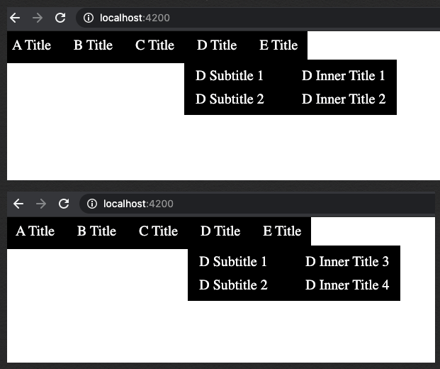 html Angular Navbar Menu Aligning the menu item with the submenu