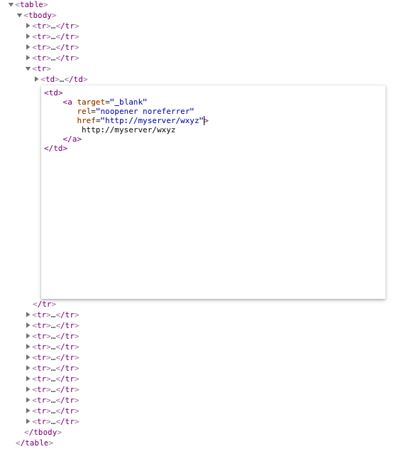 javascript Inject Anchor Tag into after table is constructed Stack Overflow