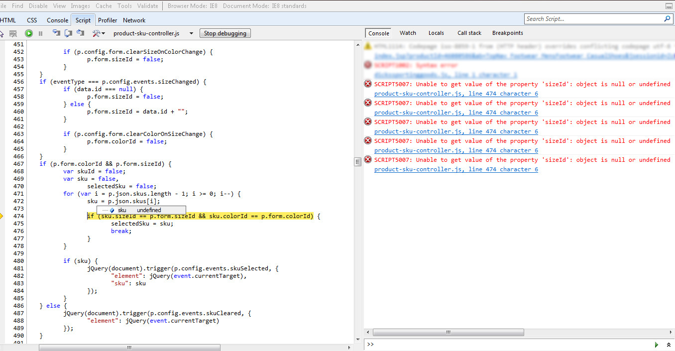 javascript local variable is undefined while it is defined above in