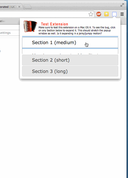 css jQuery Accordion, when expanded shows visual