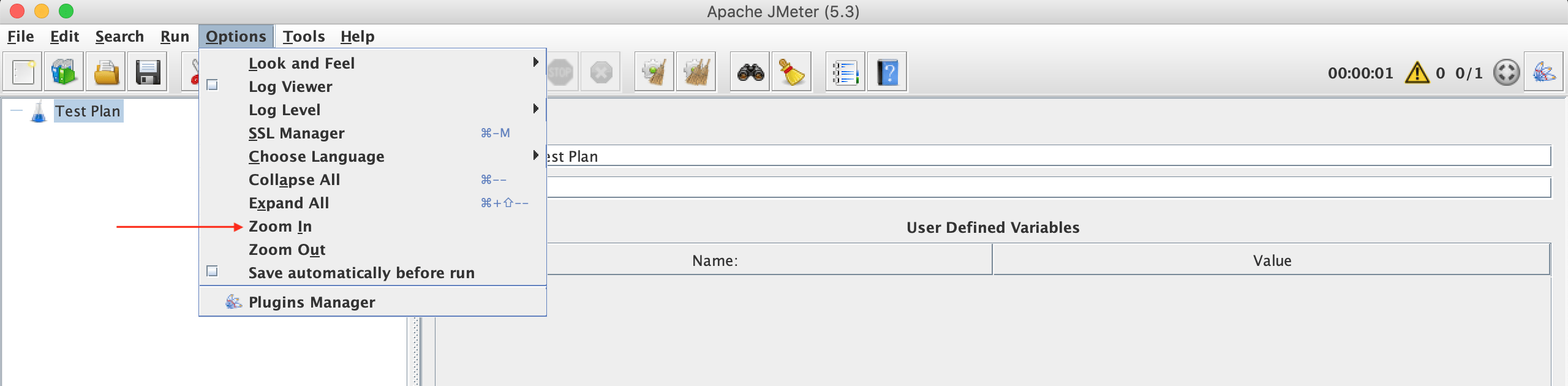 jmeter How can I change the Background color and the Font size in Apache J Meter Super User