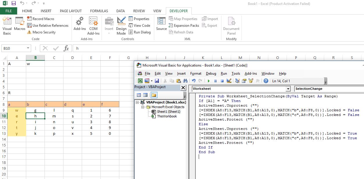 excel Lock/unlock a variable cell(s) Stack Overflow