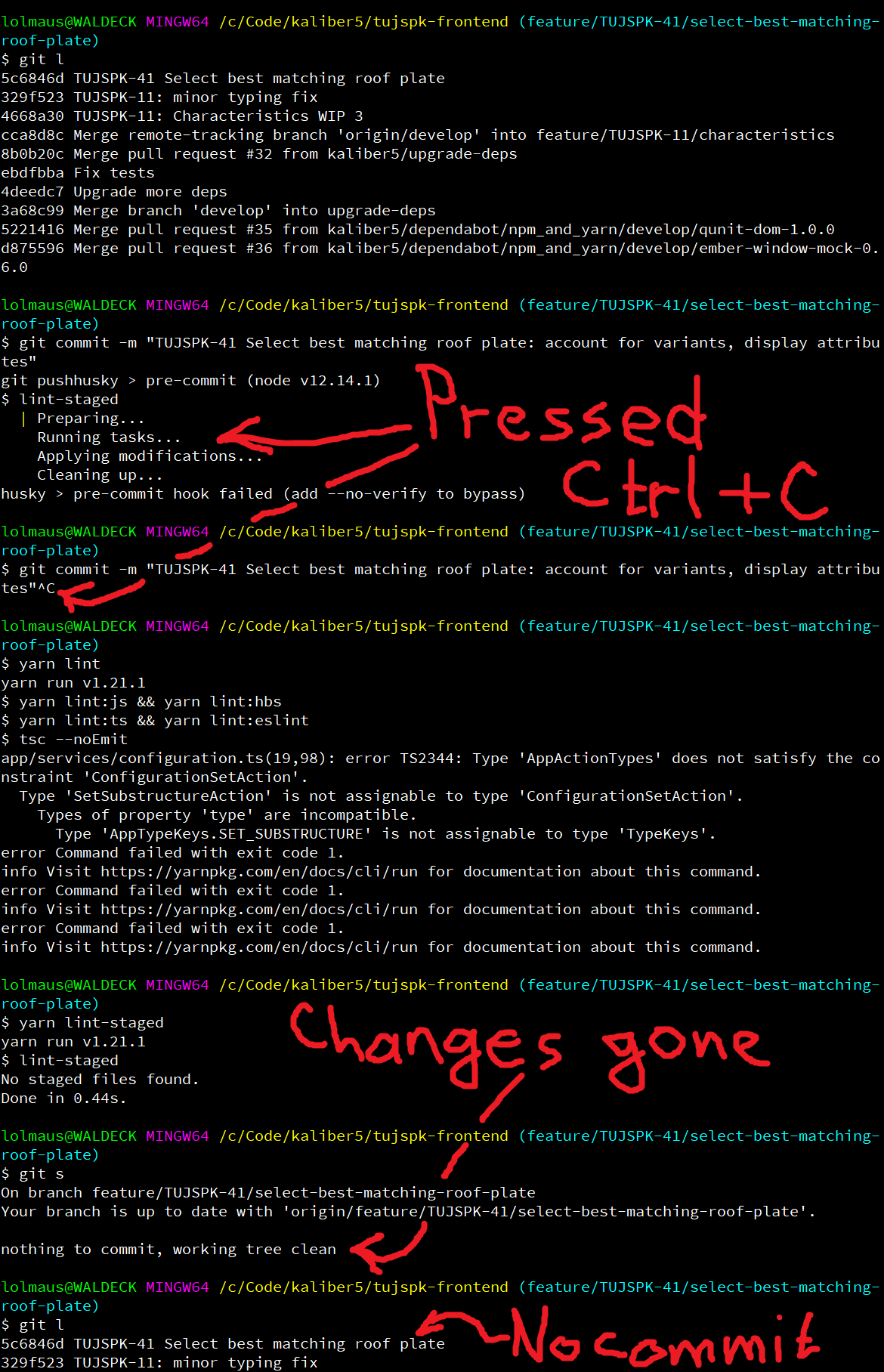 husky Why are my changes gone after a cancelled git commit and how do