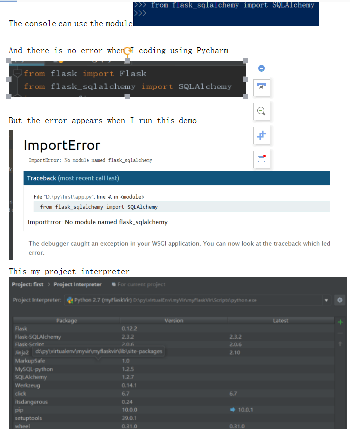 python 2.7 pycharm cannot find module with installed by pip Stack
