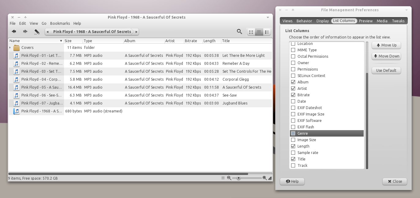 audio File manager that shows bit rate for mp3 files Unix & Linux