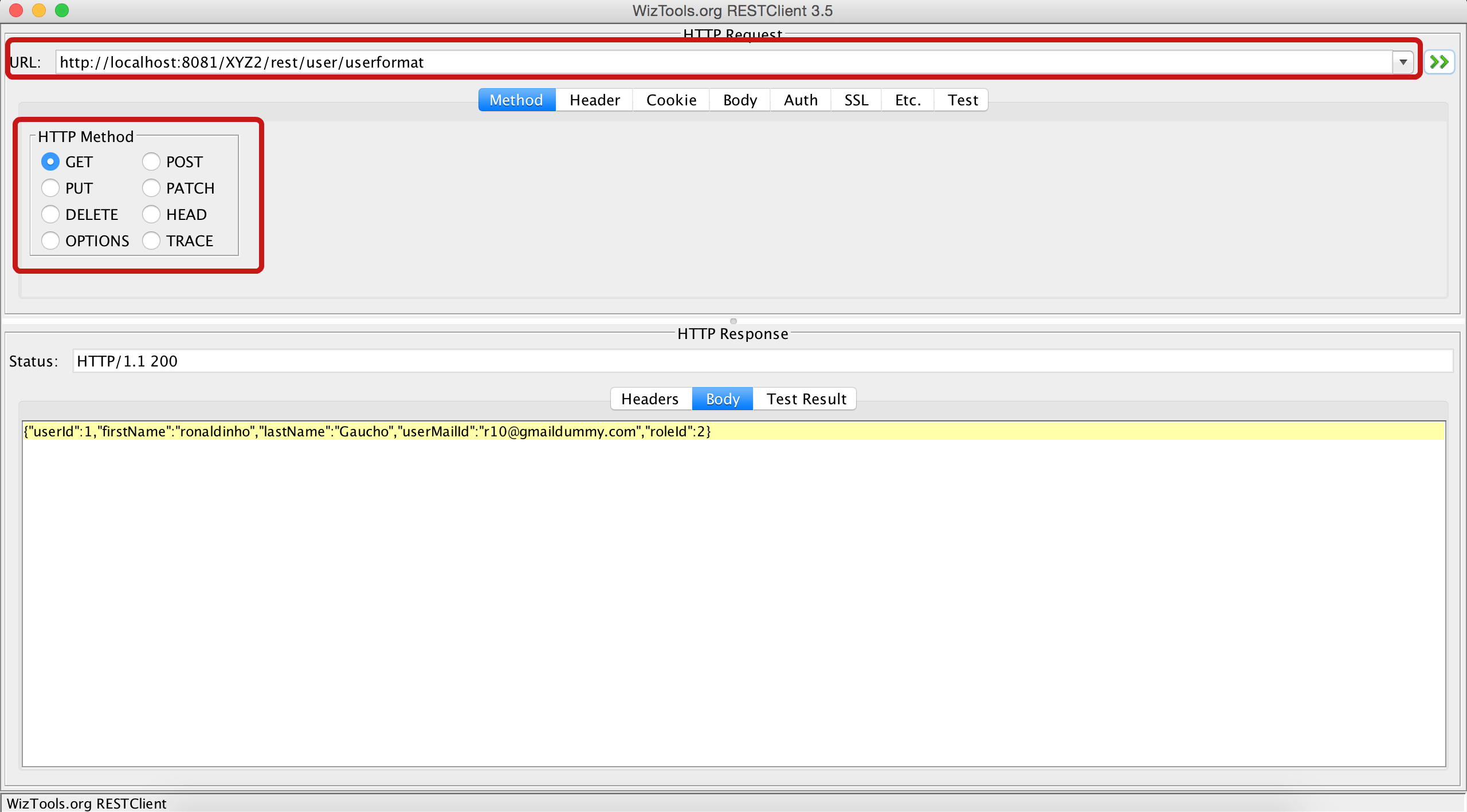java How to pass input parameters using rest client in spring restful