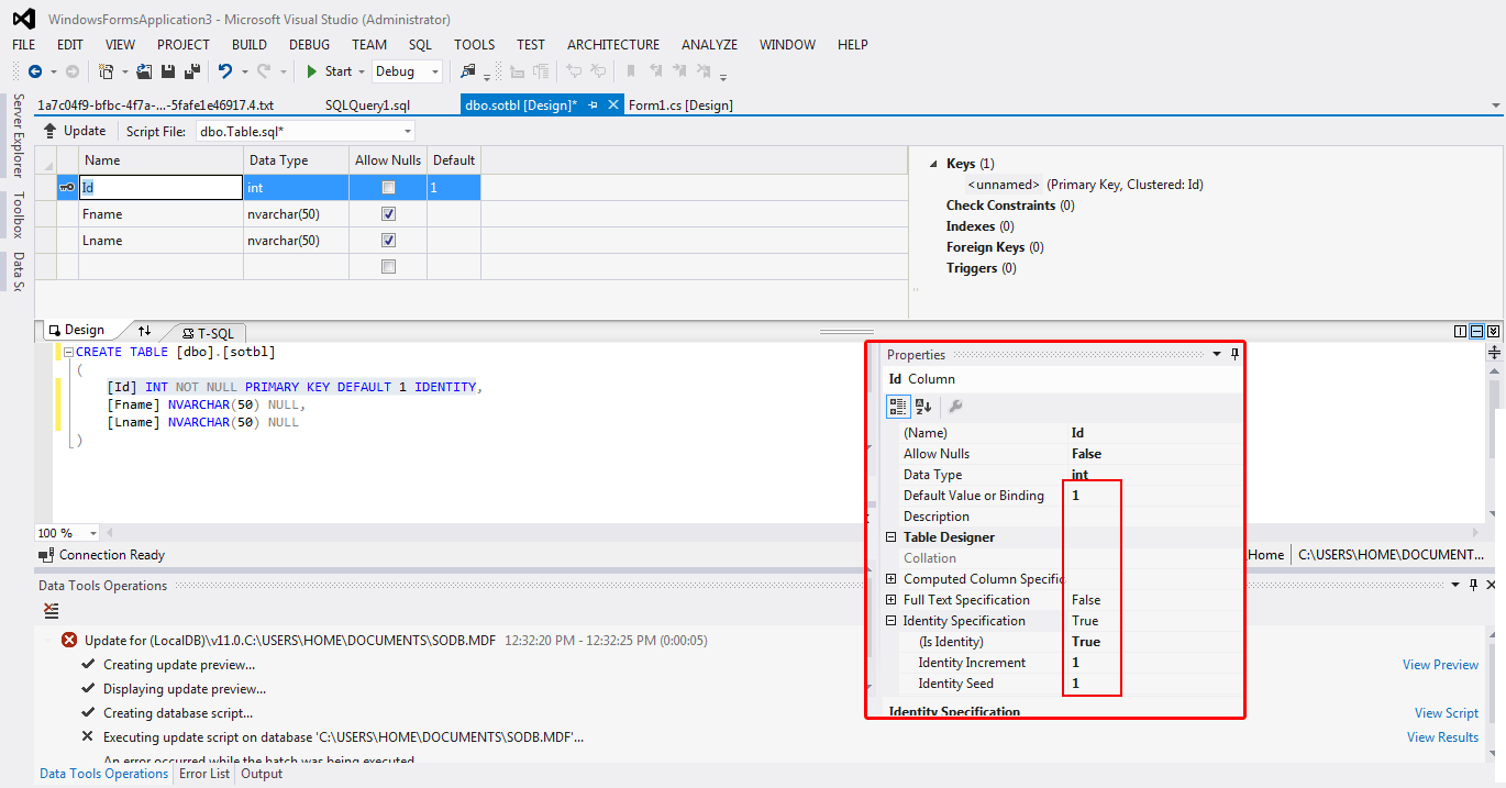 c Visual Studio 2012 does not create new SQL table Stack Overflow