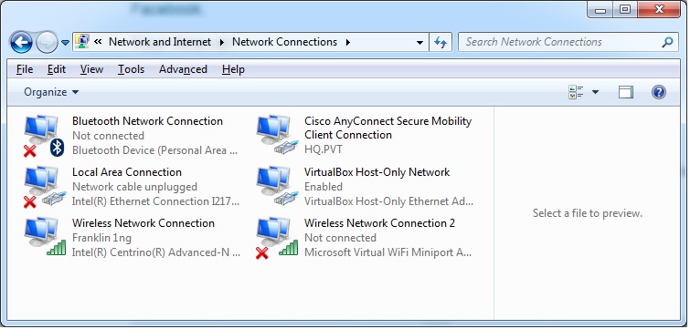 Empty network adapters list in network connections (Windows 7) Super User