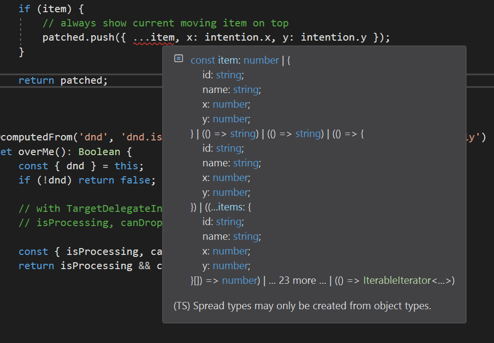 typescript (TS) Spread types may only be created from object types