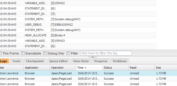 Writing too much to debug log would affect APEX trigger or Visualforce