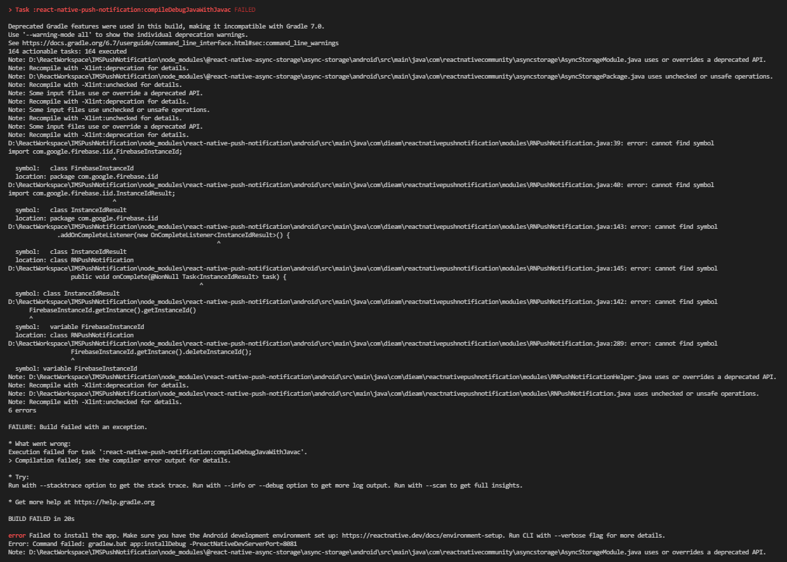 How to slove this issue Task reactnativepush