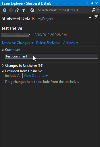 visual studio How to see the comment on shelvesets in MSVS2013