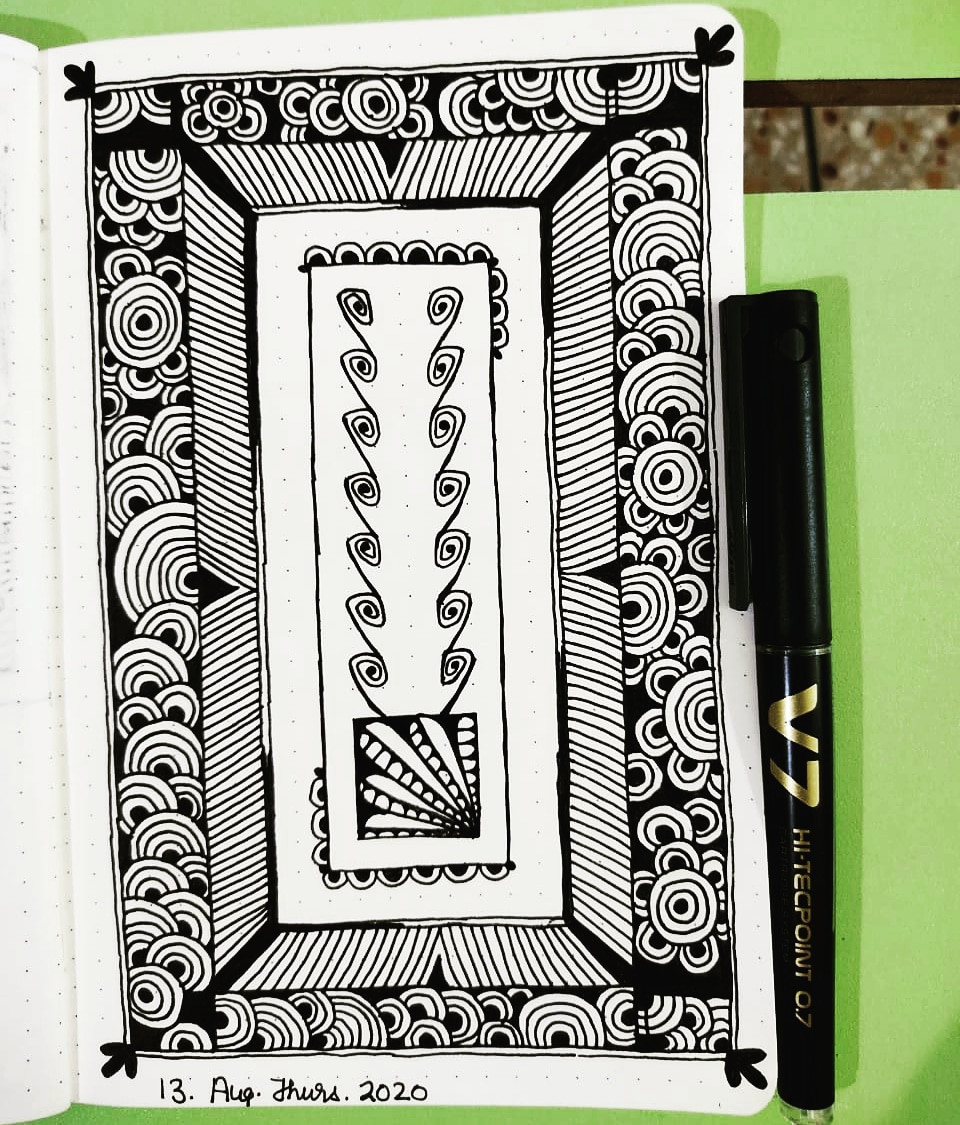 mandala How to create depth in this rectangular zentangle drawing