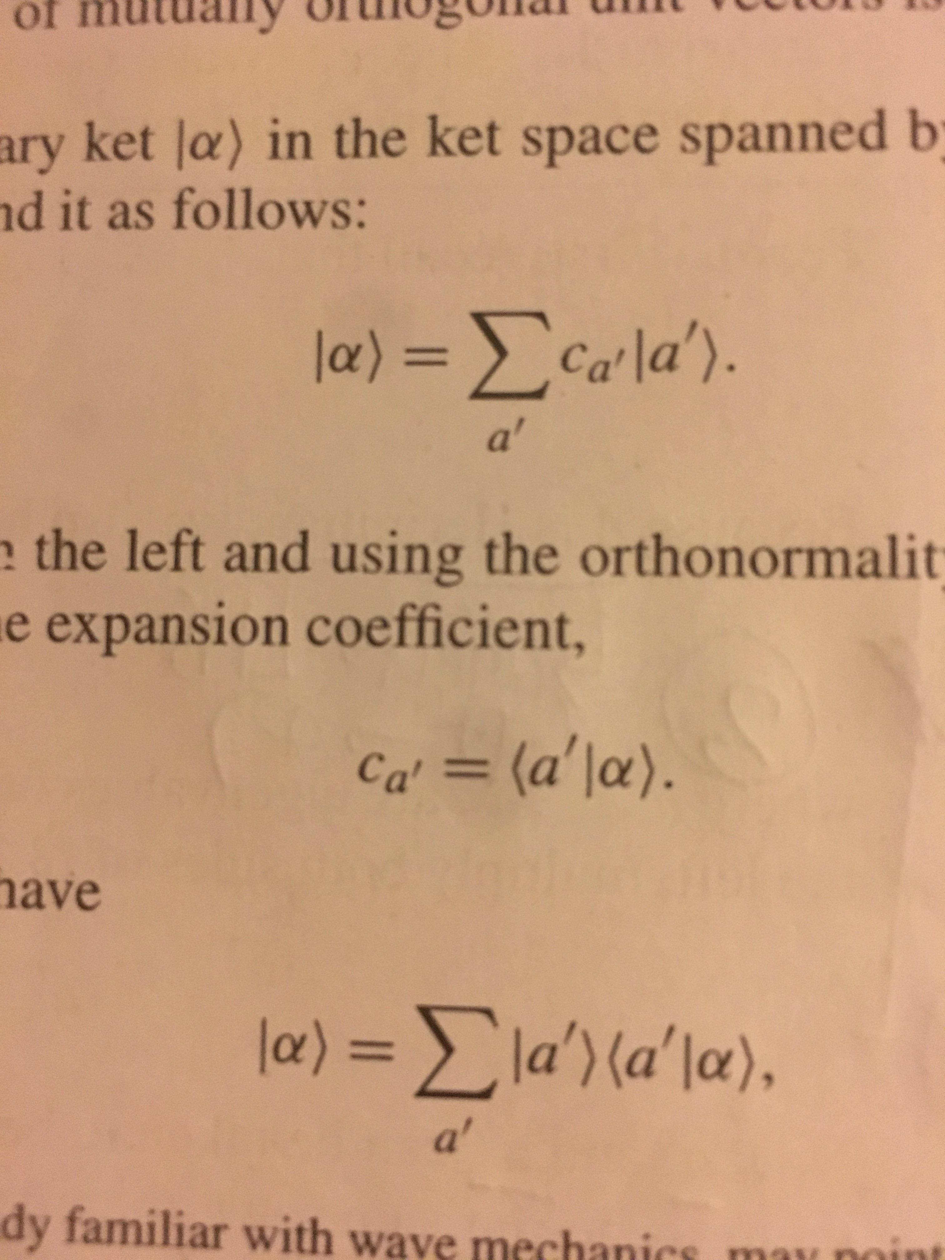 quantum mechanics Expansion Coefficient Why Does Sigma Disappear
