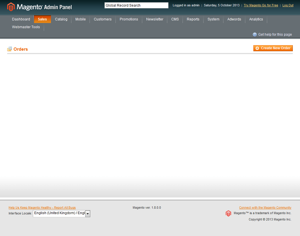 php Magento blank table in Sales > Orders Stack Overflow