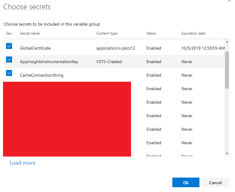 Access certificate thumprint from Azure DevOps variable group connected