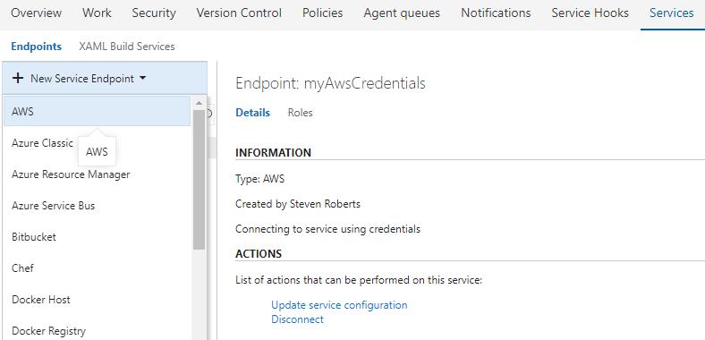 rest how to register aws ec2 instance launch API in TFS