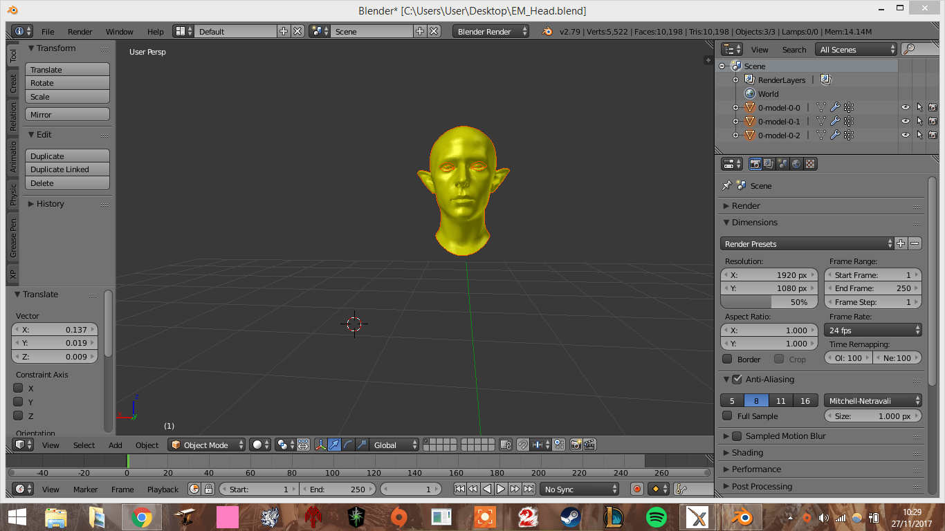 objects blender file and obj file to join shapes face mesh