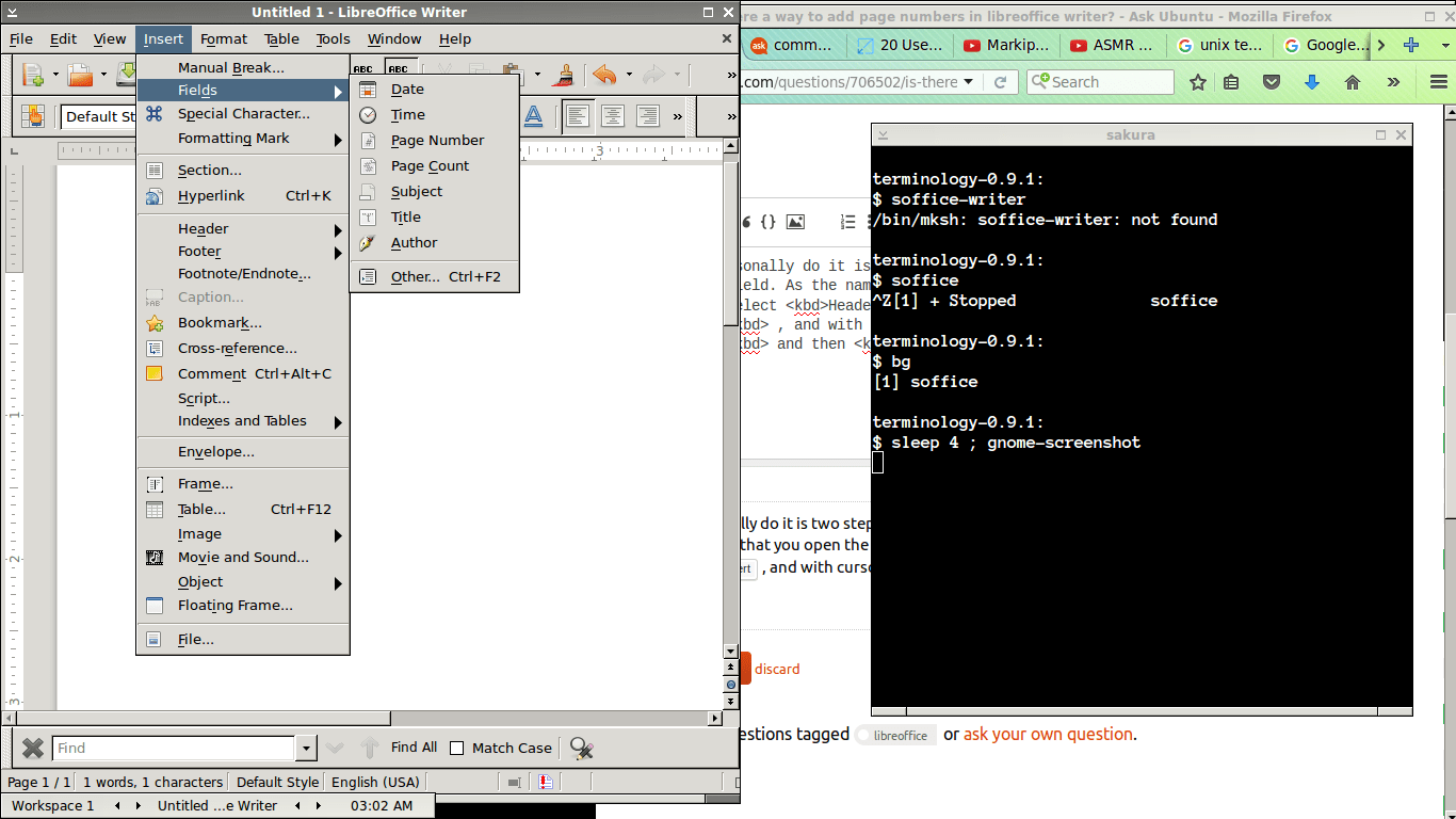 Is there a way to add page numbers in libreoffice writer? Ask Ubuntu