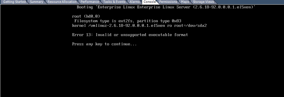 linux Unable to boot VM Error 13 Invalid or Unsupported Executable Format Unix & Linux