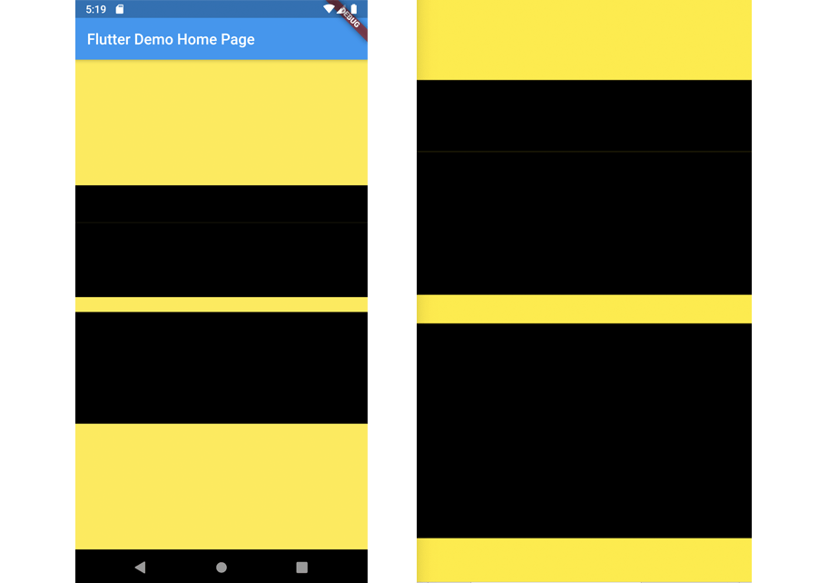 Flutter column shows extra space between widgets in Android Stack