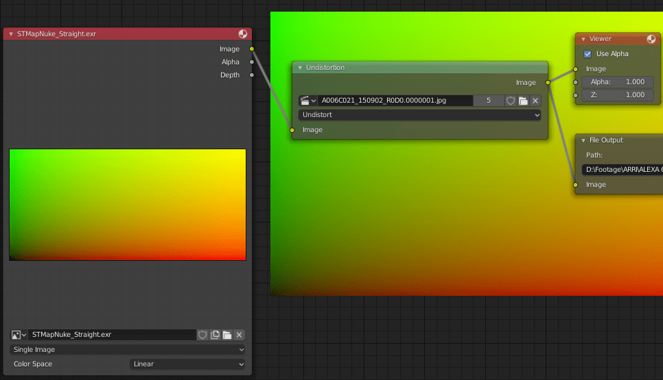 compositing nodes EXR Artefacts / Lensdistortion STMap to Nuke / 3D