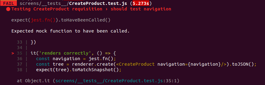jestjs React Native/Jest TypeError Cannot read property 'params' of