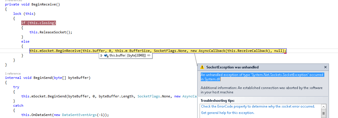 Exception while sockets reading Stack Overflow
