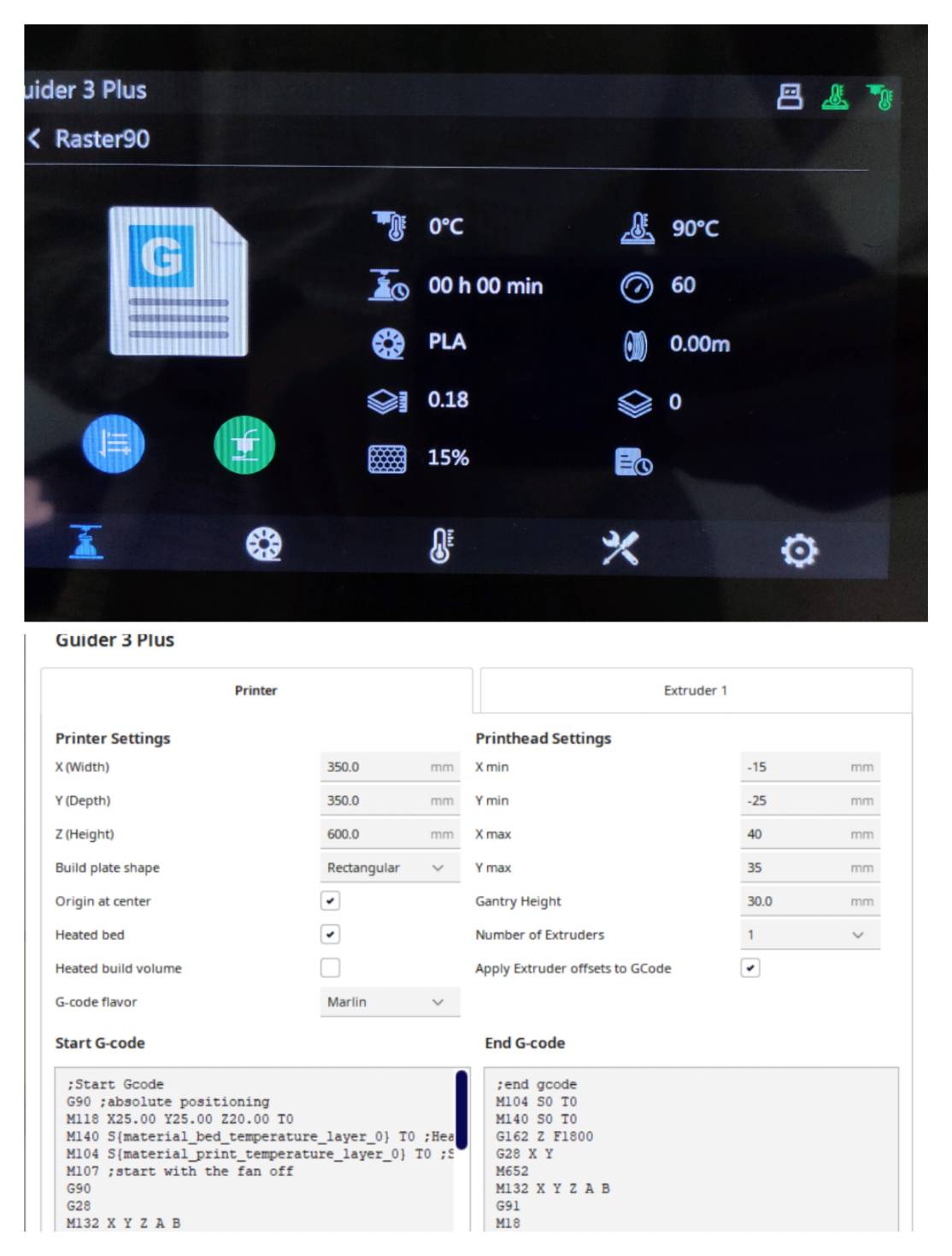 Managing Guider 3 Plus printer on Ultimaker Cura 3D