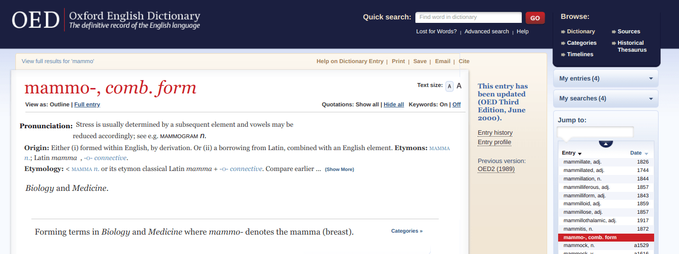 What is the correct term for a fear of breasts? English Vision