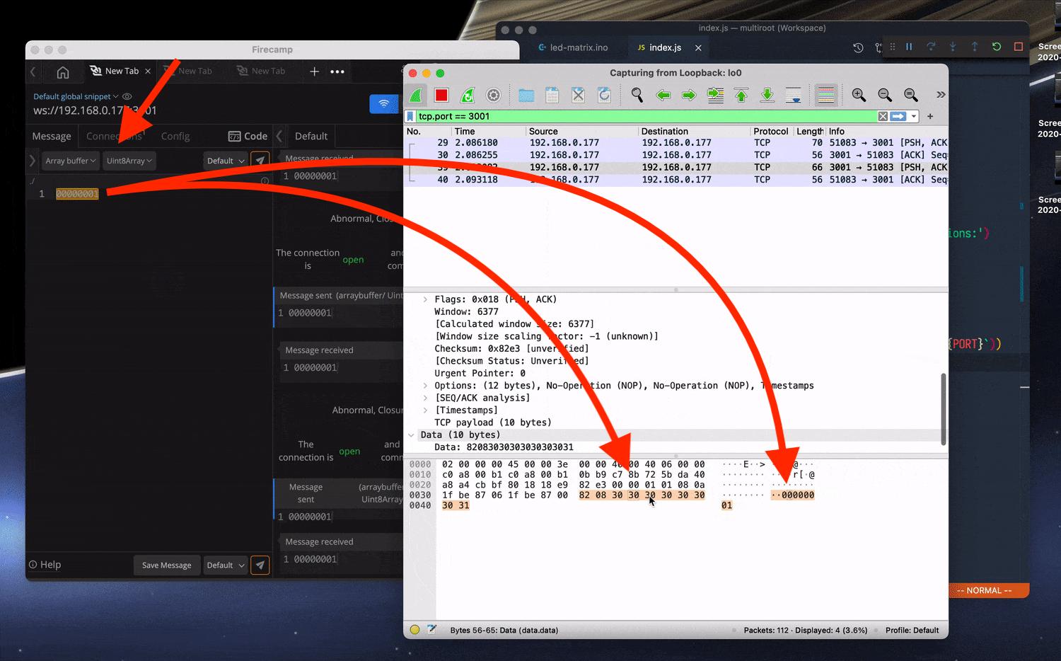 javascript Sending data as binary via websockets encodes numbers as
