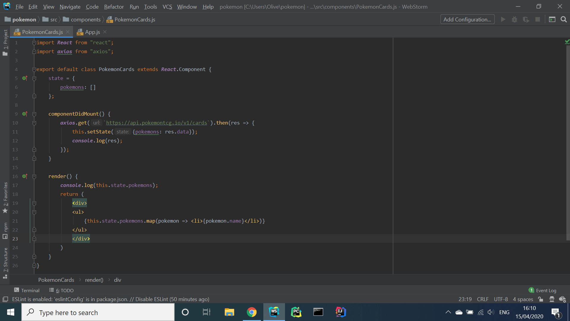 reactjs How to map JSON object from axios onto an array in react