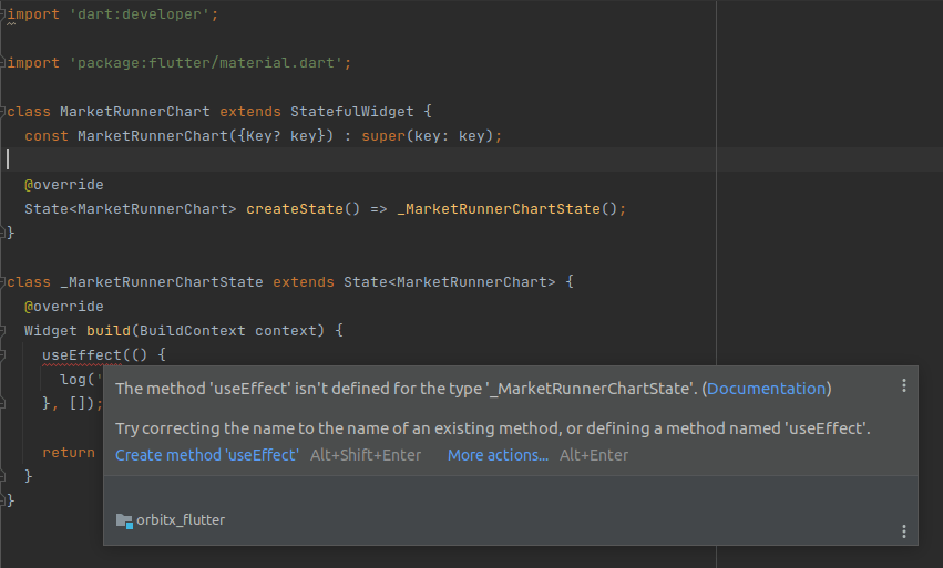 flutter The method 'useEffect' isn't defined for the type Stack