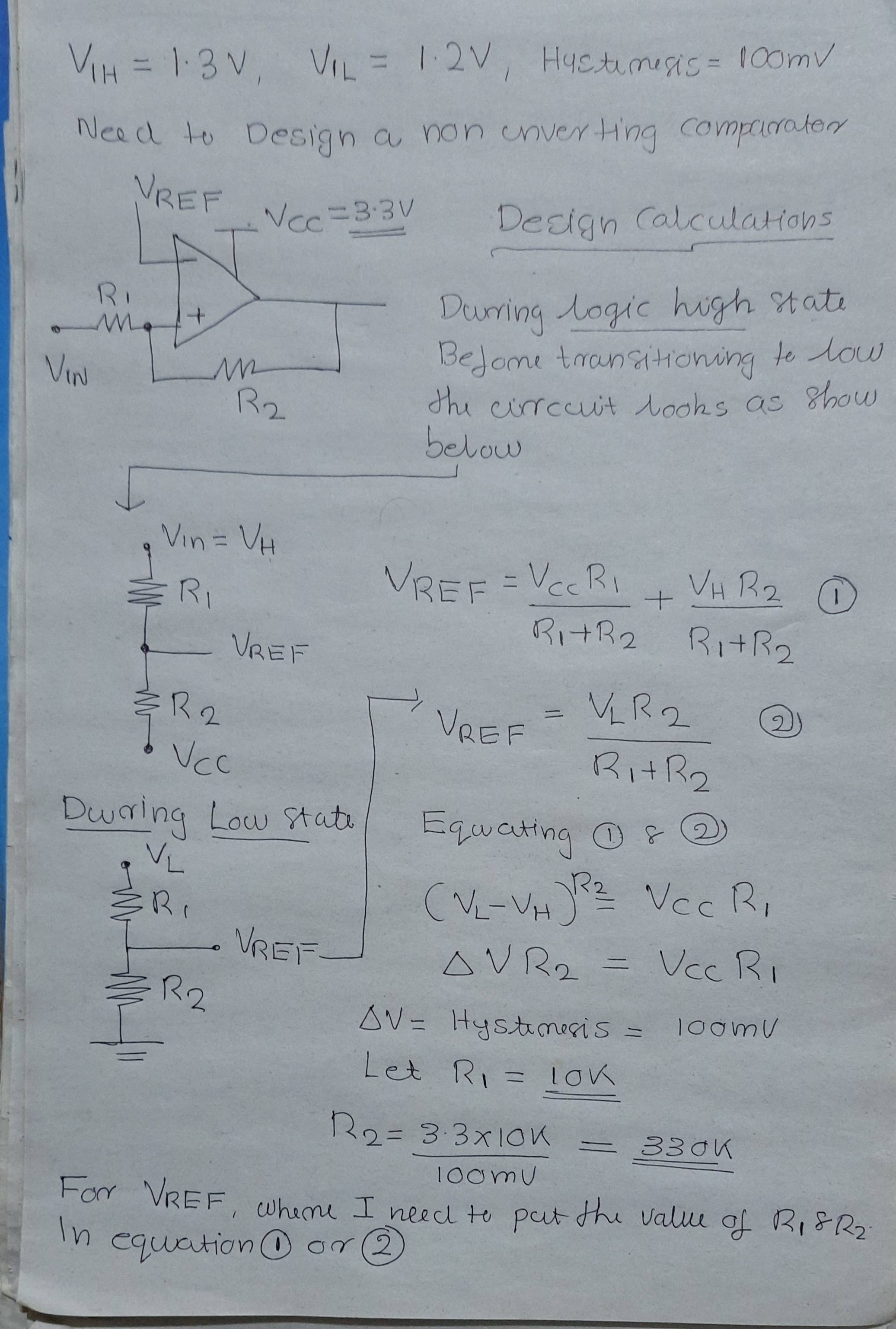 Comparator Design Hysteresis Design Calculations for Comparator