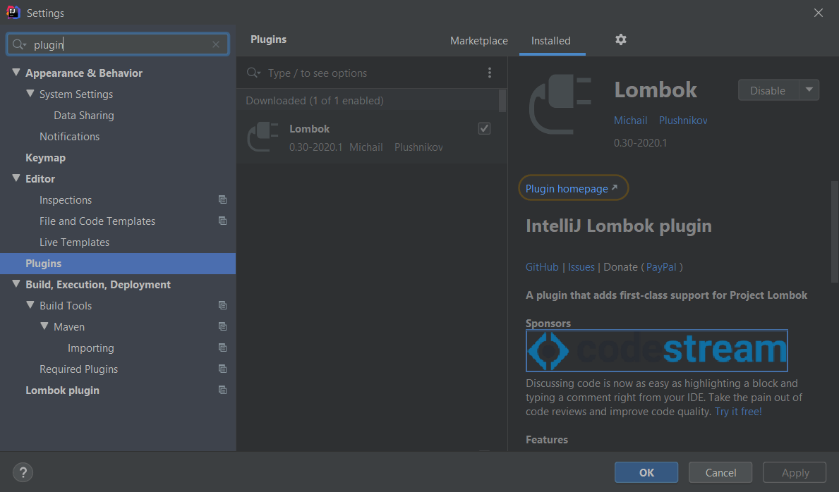 java How to fix Lombok builder() method does not seem to be