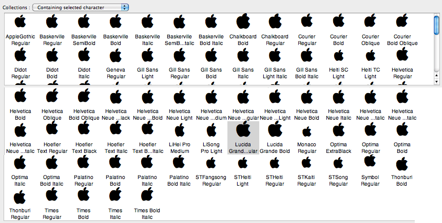 mac Which (default) fonts contain the Windows/Apple logo? Super User