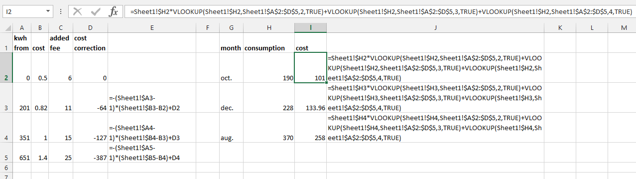 microsoft excel 2003 Calculating the cost of the electricity