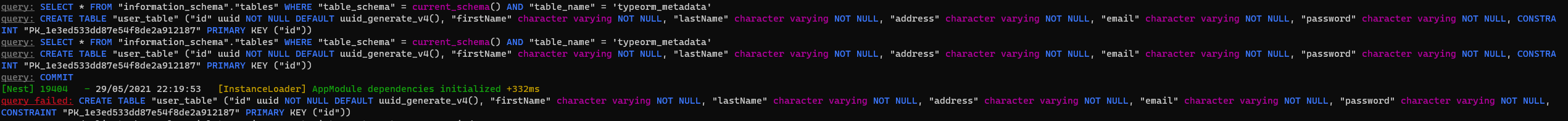 nestjs Receiving "QueryFailedError duplicate key value violates