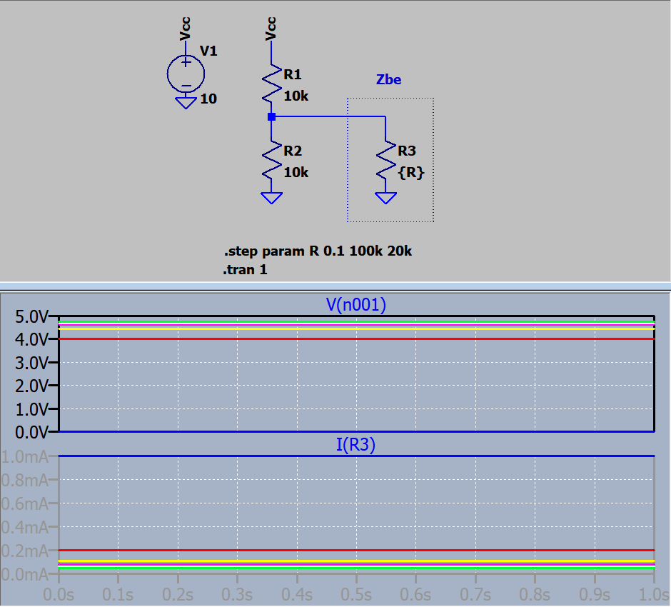 bjt How does the voltage divider model a voltage source