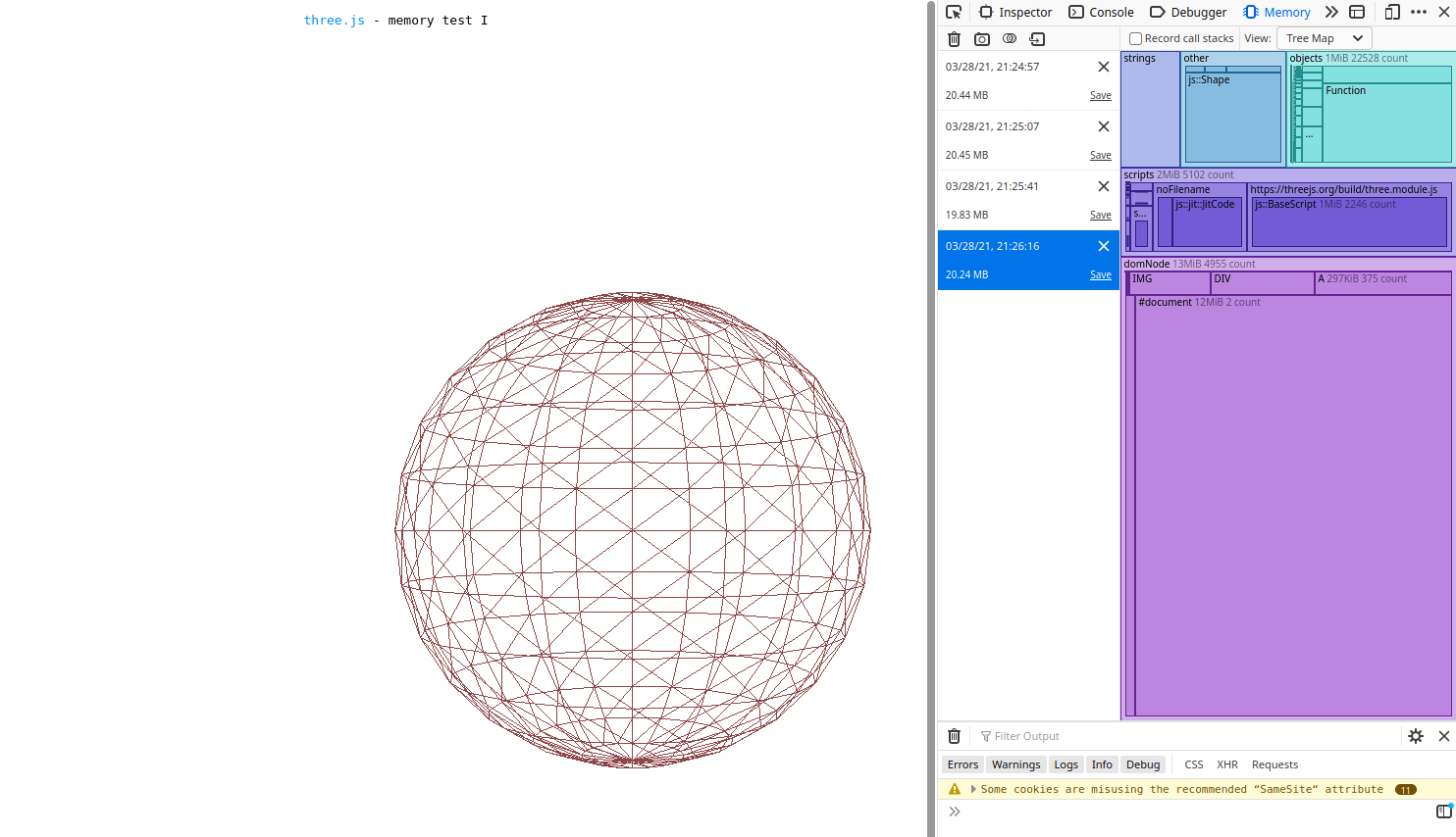 Javascript Using Chrome To Detect Memory Leaks Stack