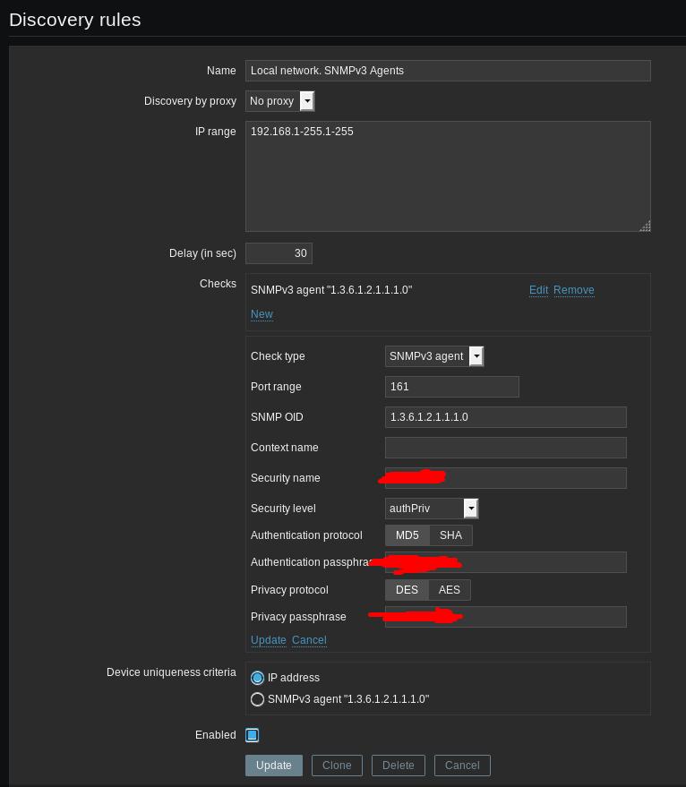 emulation Zabbix SNMPv3 Agent Discovery Stack Overflow